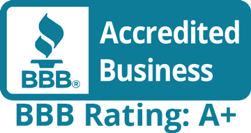 Better Business Bureau Accredited Business badge showing A+ rating